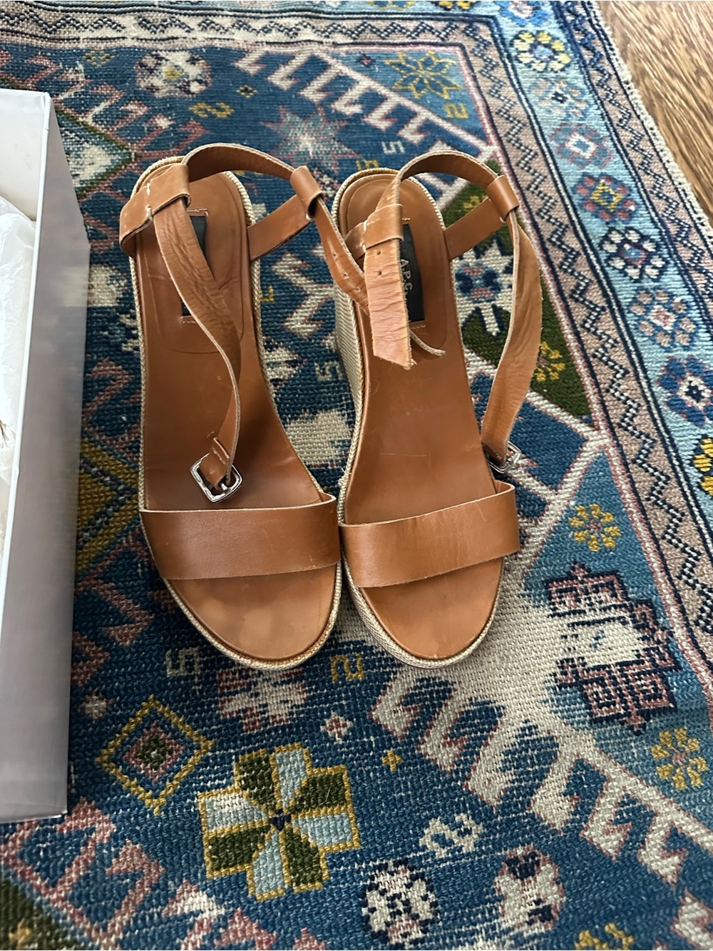 A.P.C. Brown Leather Wedge Sandals